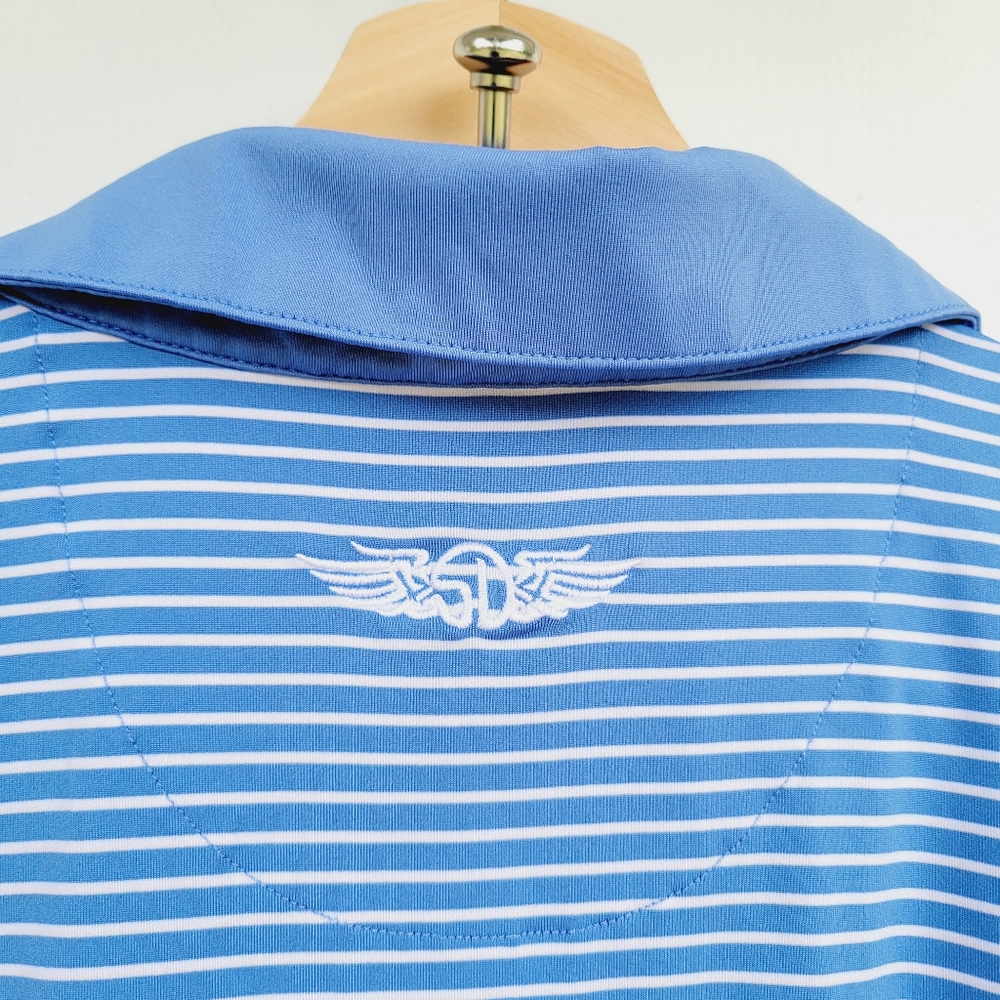 Straight Down Mens Polo Golf Athletic Shirt Blue Stripes Size Large - Picture 10 of 14